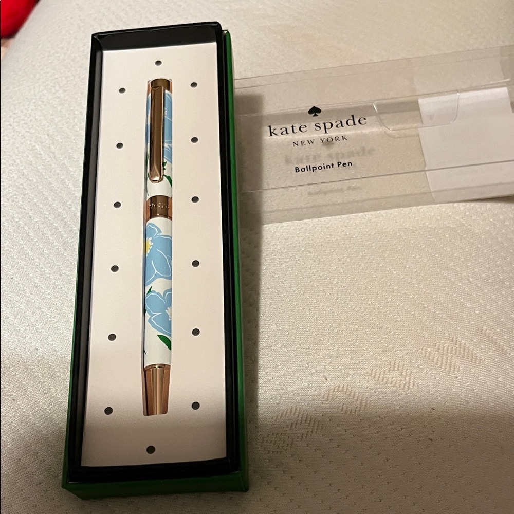 NIB Kate Spade Blue and Gold Floral Pen